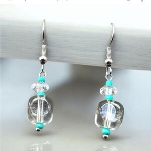 💠 Handcrafted Glass Lampwork Bead Earrings | Turquoise Blue & Glass Beads 💠